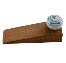 2 Pieces Blue Striped Dotted Cackle Wooden Door Stopper